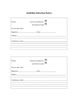 Guideline Infraction Notice  Form