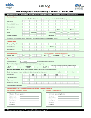 Bluescope Passport  Form