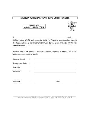 Nantu Deduction Cancellation Form Nantuorgna Nantu Org