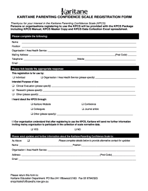 Karitane Parenting Confidence Scale  Form