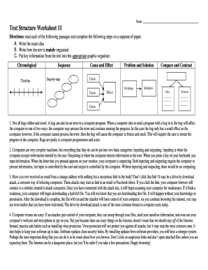 Text Structure Worksheet 11  Form