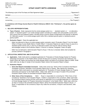 NWMLS Form 22UU Kitsap County Septic Addendum Northwest