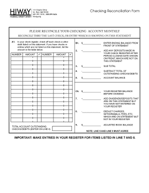 Reconcilation Form