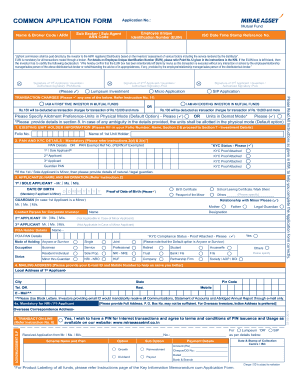 Mirae Mutual Fund Common Application Form