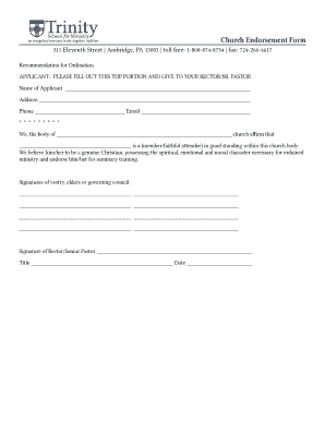 Church Endorsement Form