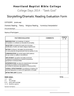 Sample of Evaluation Tool for Reading  Form