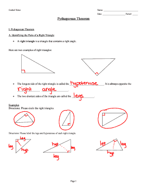 Pythagorean Theorem Guided Notes PDF  Form
