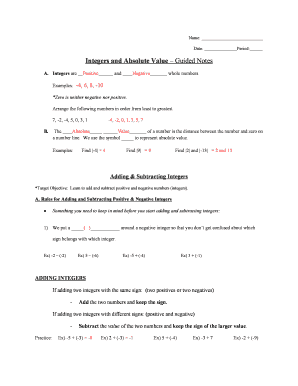 Absolute Value Guided Notes  Form