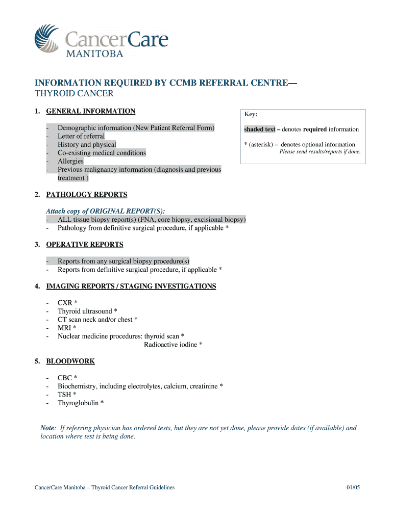  Thyroid Cancer Referral Guidelines 2005-2024