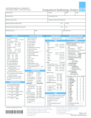 Outpatient Radiology Orders Ejmd Ejgh  Form