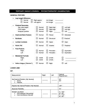 TERTIARY DANCE COUNCIL PHYSIOTHERAPIST EXAMINATION  Form