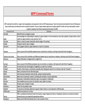 Command Terms in the MYP Montgomery County Public Schools  Form