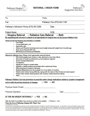 Referral Order Form Pathways Hospice Pathways Care