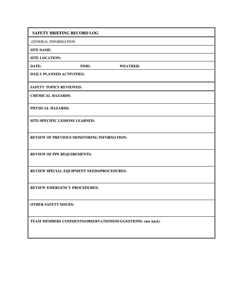 Briefing Record Template  Form