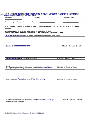 Edi Lesson Plan Template  Form