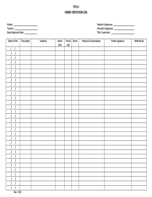 Child Visitation Log Template  Form