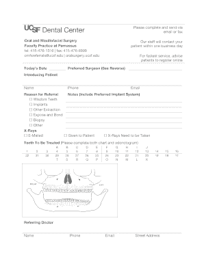 Ucsf Dental Referral Form