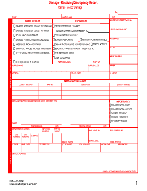 Receiving Discrepancy Report Template  Form