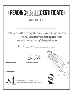 Reading Circle Certificate  Form