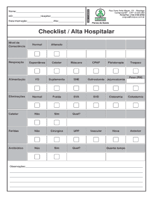  Checklist Alta Hospitalar Coopuscombr 2013