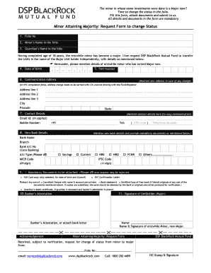 Dsp Mutual Fund Minor to Major Form