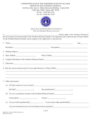 Application for Notary Public Commission CNMI Office of the Oagcnmi  Form