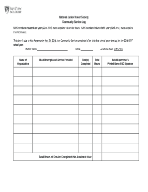 Njhs Community Service Form