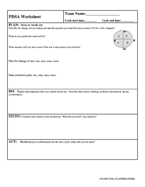 Pdsa Worksheet  Form
