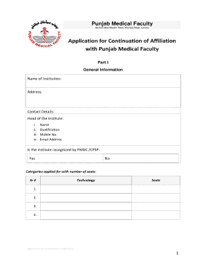 Punjab Medical Faculty  Form