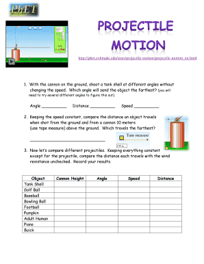 Projectile Motion Activity Sheet  Form