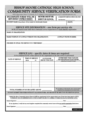 Bishop Moore Community Service Form