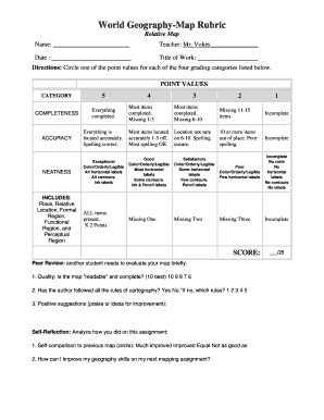 Geography Map Rubric  Form
