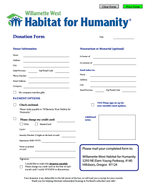 Willamette West Habitat for Humanity  Form