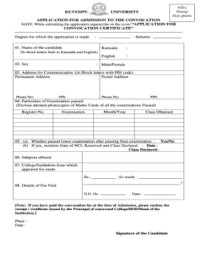 Kuvempu University Convocation Certificate  Form