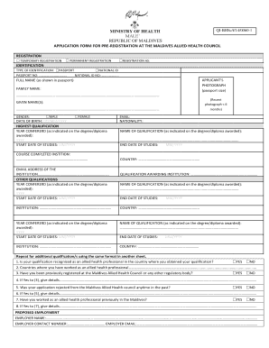 Maldives Allied Health Council  Form