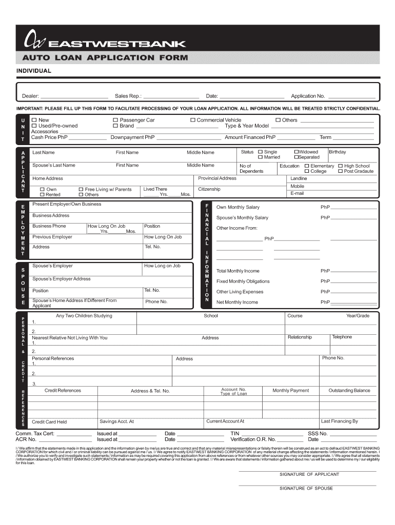 Auto Credit Application Pdf Fill Out And Sign Printable Pdf