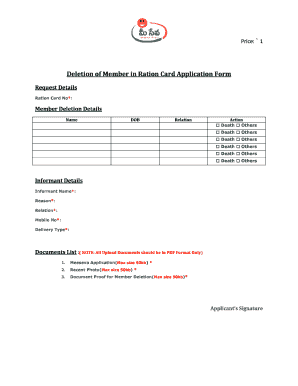 Ration Card Delete Form PDF