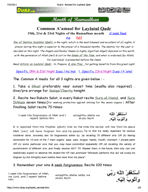 Laylatul Qadr Dua PDF Form