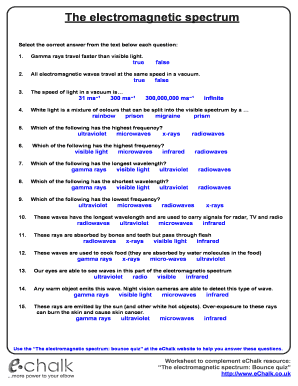 The Electromagnetic Spectrum Answer Key  Form