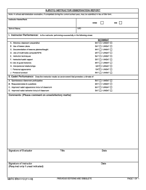 NJROTC INSTRUCTOR OBSERVATION REPORT  Form