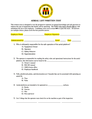 AERIAL LIFT WRITTEN TEST Merrick Construction LLC  Form