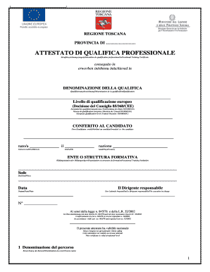 Attestato Di Qualifica Professionale Regionale  Form