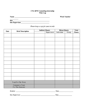 Sample of Counselling Practicum Log Book  Form