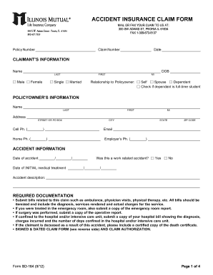 Accident insurAnce clAim Form - Illinois Mutual - Fill Out ...