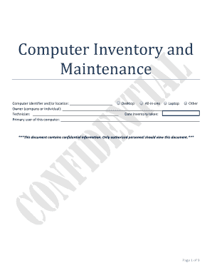Computer Inventory and Maintenance Form
