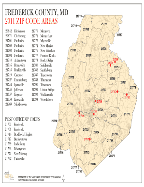 Frederick Zip Code Map  Form