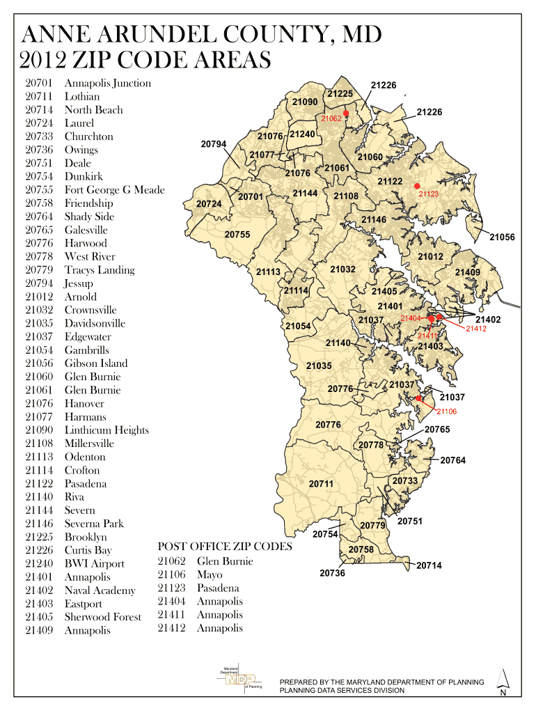 Anne Arundel County Zip Codes Map  Form