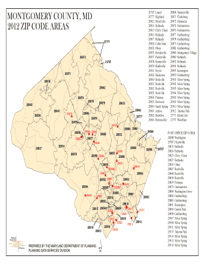 MONTGOMERY COUNTY MD ZIP CODE AREAS Mdp State Md  Form