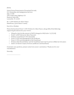 I 129f Cover Letter  Form