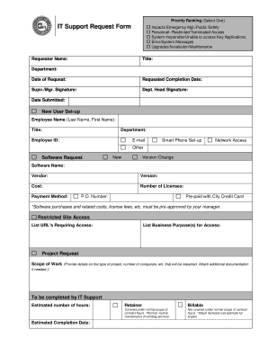 Technical Support Request Form Template